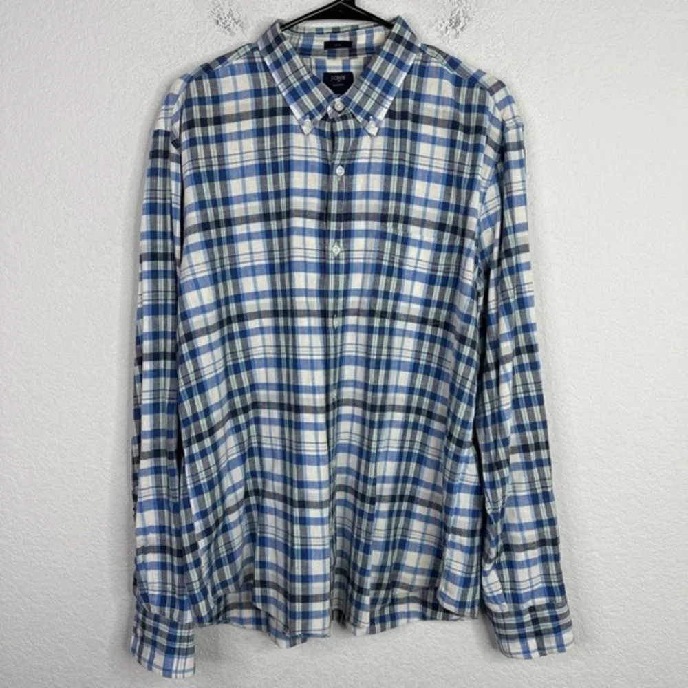 J.Crew Shirt Mens‎ XL Plaid Long Sleeve Slim Button Down Homespun Preppy Casual